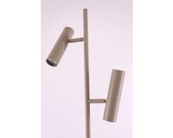 Minimalistische zandkleurige vloerlamp met twee verstelbare spots