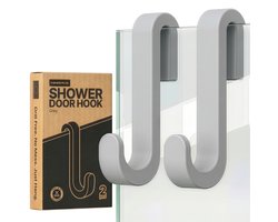 Minismus Handdoekhaak Zonder Boren - Glazen Douchewand - Grijs - 2 Stuks