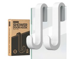 Minismus Handdoekhaak Zonder Boren - Glazen Douchewand - Wit - 2 Stuks