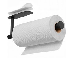 MINISMUS Keukenrolhouder Zonder Boren - Zelfklevende Wandmontage, Roestvrij Staal Zwart, Papierrolhouder