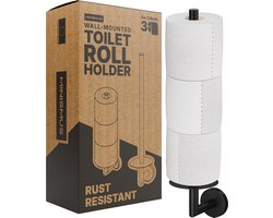Minismus Reserverolhouder Zwart Hangend voor 3 WC Rollen - WC Rolhouder