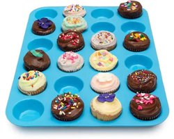 Minismus Siliconen Cupcake Vormpjes Bakvorm - Koken & Bakken - BPA Vrij - Non-Stick - Geschikt voor de Oven - 24 Stuks Blauw
