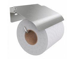 Minismus WC Rolhouder Zilver met Klepje - Toiletrolhouder Zelfklevende Wandmontage Bevestig met Plakstrip of Schroeven