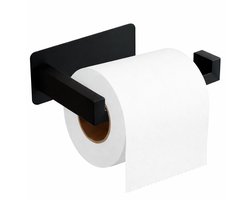 Minismus WC Rolhouder Zwart - Zefklevende Toiletrolhouder Wandmontage Bevestig met Plakstrip
