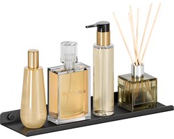 Minismus Zwevende Wandplank Zwart – Zwevend Plankje 30x9 cm – RVS, Roestvrij, Draagt Tot 10 kg – Zeepbakje / Zeephouder Douche – Voor Badkamer, Keuken, Woonkamer en Kantoor