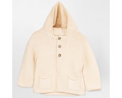 Minora Baby Gebreid Vest met capuchon- Babykleding jongens en meisjes- Cardigan-Hoogwaardige Baby jas- Unisex Winterjas- Beige 6 Maanden/68- Kraamcadeau - Babyshower, Newborn