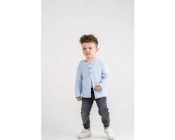 Minora Baby Gebreid Vest met capuchon- Babykleding jongens en meisjes- Cardigan-Hoogwaardige Baby jas- Unisex Winterjas- Licht Blauw 12 Maanden/80- Kraamcadeau - Babyshower, Newborn- Sinterklaas