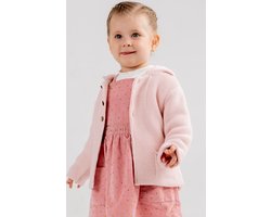 Minora Baby Gebreid Vest met capuchon- Babykleding jongens en meisjes- Cardigan-Hoogwaardige Baby jas- Unisex Winterjas- Pink 12 Maanden/80- Kraamcadeau - Babyshower, Newborn- Sinterklaas
