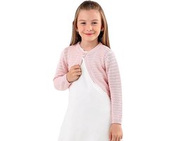 Minora Bolero- Baby kleiding meisje- Gebreid Meisjesvest- Knoopsluiting- Lange Mouwen- Meisjeskleding- Speciale Gelegenheden-Meisjesmode-Feestjurk- 18 Maanden-Sinterklaas cadeautjes