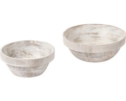 MINYA - Set van 2 schalen - Lichtbruin - Mangohout
