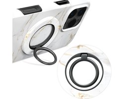 MIO by Mobilize Ring Holder - Universele MagSafe Ring Houder - Vinger Houder - MagSafe Standaard - 360° Draaibaar - Smartphone Grip - Met Plakbare MagSafe Ring - White Marble