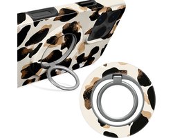 MIO by Mobilize Ring Holder - Universele MagSafe Ring Houder - Vinger Houder - MagSafe Standaard - 360° Draaibaar - Smartphone Grip - Met Plakbare MagSafe Ring - Leopard
