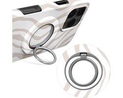 MIO by Mobilize Ring Holder - Universele MagSafe Ring Houder - Vinger Houder - MagSafe Standaard - 360° Draaibaar - Smartphone Grip - Met Plakbare MagSafe Ring - Sandy Zebra