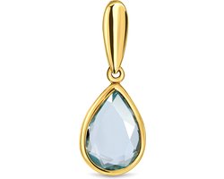 Miore Pure Ketting met Hanger - 14 Karaat Goud - Met een Blauwe Topaas - Handgemaakt- 19.5 mm