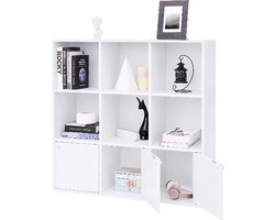 MIRA - Boekenrek - Vakkenkast - 9 vakken - Modern - Hout - Wit - 97.5x97.5x29