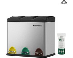 MIRA Home - Afvalemmer - Metalen pedaalemmer - Zilver - Roestvrij staal - 46x24.5x39.5 cm