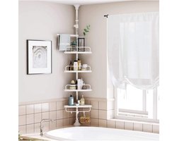 MIRA Home - Badkamerrek - Opbergrek - Badkamer - Wit - Kunststof - 34x24.5x300