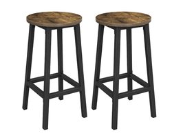 MIRA Home - Barkrukken - Set van 2 - Industrieel - MDF/Metaal - Bruin - 32x65
