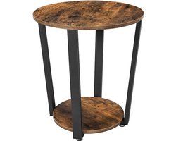 MIRA Home - Bijzettafel rond - Salontafel woonkamer - Industrieel - Bruin/Zwart - 57x50x50 cm