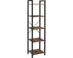 MIRA Home - Boekenkast - Boekenplank 5 Laag - Staal - 30x39,6x154