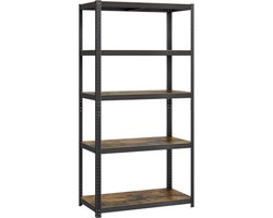 MIRA Home Boekenkast Industrieel - Opbergrek Verstelbare Planken - Bruin/Zwart - 100 x 50 x 200 cm