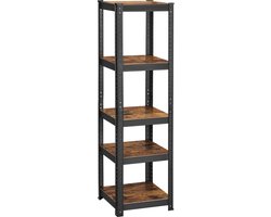 MIRA Home Boekenkast Industrieel - Open Kast met Verstelbare Planken - Hout en Metaal - Bruin Zwart