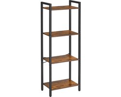 MIRA Home Boekenkast Ladder - Smal Boekenrek Ladderrek - Vintage - Bruin/Zwart - 40x24x107 cm