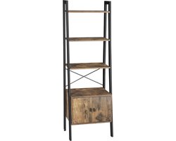 MIRA Home Boekenkast met 4 Niveaus en Extra Vak - Industrieel Boekenrek - 56x34x173 cm - Bruin/Zwart