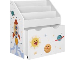 MIRA Home - Boekenkast - Opbergkast - Kinderkamer - Textiel - Wit/Blauw - 62.5x29.5x70