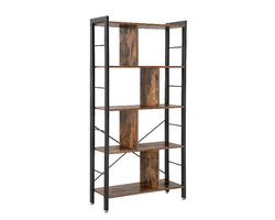 MIRA Home - Boekenkast - Opbergkast - Vintage - Metaal - 154,5x74x30cm