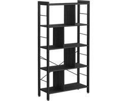 MIRA Home - Boekenkast - Open boekenkast met 4 planken - Zwart - 74x30x154,5 cm