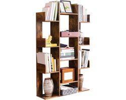 MIRA Home - Boekenkast - Vakkenkast - Hout - Bruin/zwart - 74x29.6x154.5