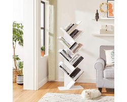 MIRA Home - Boekenplank - Boekenkast - Wit - Hout - ‎50 x 25 x 141.5cm