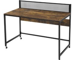 MIRA Home - Bureau- Bureau op wielen - Bruin - Zwart - Spaanplaat - Metaal - 120x60x94