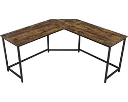 MIRA Home - Bureau - Hoekbureau - Laptoptafel - Computertafel - Industrieel - Hout - Bruin/Zwart - 149x149x75