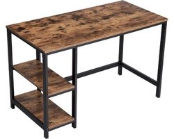 MIRA Home - Computertafel - Bureau - Twee planken - Industrieel - Vintage - Bruin/zwart - 120x60x75