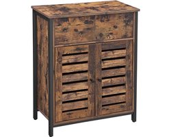 MIRA Home - Dressoir - Industriële kast met 2 deuren en 2 lades - Bruin/zwart - 70x30x80 cm