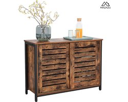MIRA Home - Dressoir kast - Kast met deuren - Industrieel - Bruin/zwart - Hout - Staal - 100x35x70