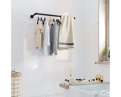 MIRA Home -  Garderobestang - Kledingstang - Industrieel - Zwart - 92x30x7,5