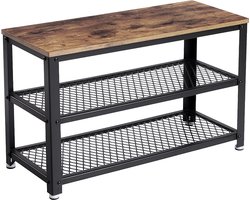 MIRA Home - Halbank - Schoenenbank zitbank - Schoenenbank met zitkussen - Hout - Bruin - 73x30x45
