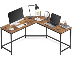MIRA Home Hoekbureau Industrieel - Bureau Hout & Metaal - Laptoptafel Computertafel - Bruin/Zwart - 149x149x75 cm