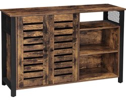 MIRA Home - Industrieel Dressoir - Verstelbare Planken - Stijlvol en Duurzaam - Bruin/Zwart Design - 114x35x75 cm