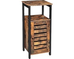 MIRA Home - Industriële Bijzettafel/Nachtkastje - Zwart/Bruin - Compact Formaat 37x30x81 cm