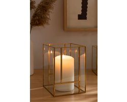 MIRA Home - Kaarsenhouder - Kaarsen - Theelichthouder - Glas - Koper - 19x14cm