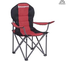 MIRA Home - Kampeerstoel - Kampeerstoel met Bekerhouder - Rood/Zwart - Opvouwbaar - 90x55x102cm