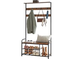 MIRA Home - Kapstok - Kledingrek - Schoenenrek - Opbergrek - Vintage - 30x85x180,5
