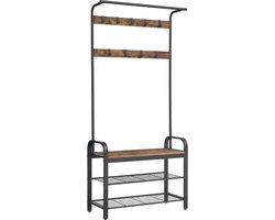 MIRA Home - Kapstok - Staande kapstok - Garderoberek - Schoenenrek - Opbergrek - Vintage - 84x33,7x183