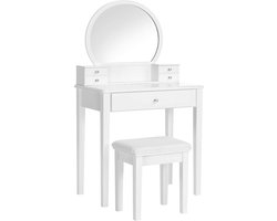 MIRA Home - Kaptafel - Make Up Tafel - Industrieel - Hout - Modern - Wit - 134H x 70B x 40D cm