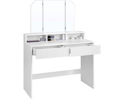 MIRA Home - Kaptafel - Make up tafel met spiegel - Spaanplaat - Wit - 40x100x142