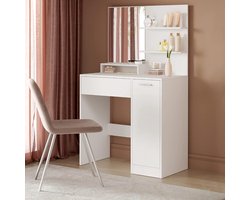 MIRA Home - Kaptafel - Make-up Tafel - Wit - Spaanplaat -80x40x132cm